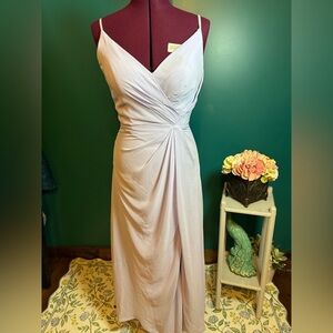 Mori Lee Lavender Asymmetrical Ruched Maxi Gown